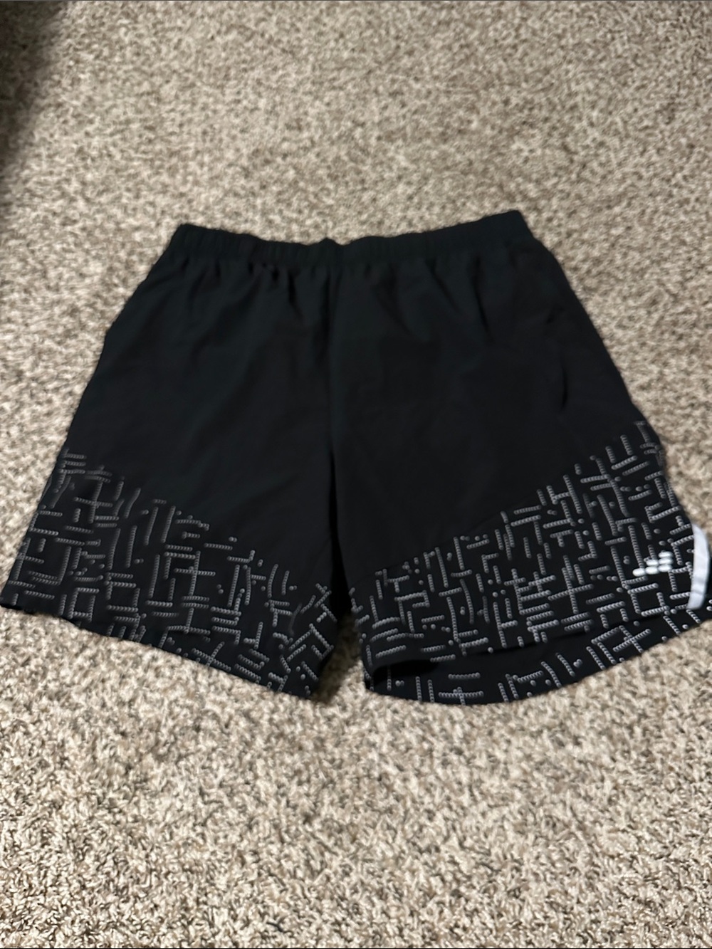 bcg Black Athletic Shorts with Reflective Geometric Trim